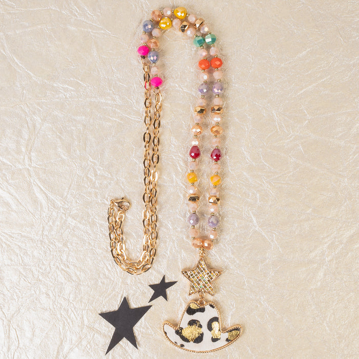 72974 - Western Cowboy Hat Necklace - Multi