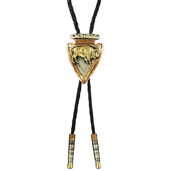 Crumrine Tri-Colored Arrowhead Buffalo Bolo Tie