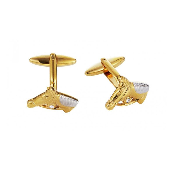 Cudworth Gold/Rhodium Horse head CufflinksExude Strength and Elegance with Gold and Rhodium Horse Head CufflinksEnhance your ensemble with these elegant Gold and Rhodium Horse Head Cufflinks, crafted for theEnamel cufflinksCudworthTheodore Men's JewelryCudworth Gold/Rhodium Horse head Cufflinks