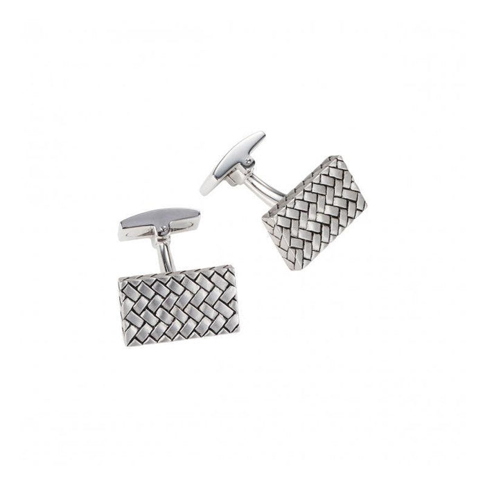 Cudworth Sterling Silver Woven Pattern Rectangle CufflinksElevate Your Style with Woven EleganceAdd a touch of luxury and sophistication to your formal attire with these Brushed Rhodium-Plated Sterling Silver Woven Pattern Sterling Silver CufflinksCudworthTheodore Men's JewelryCudworth Sterling Silver