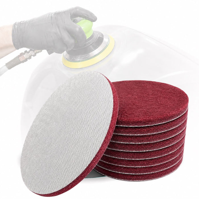 LiME LiNE 6" Hook & Loop Scuffing Discs for Orbital Dual Action Sander (Red)