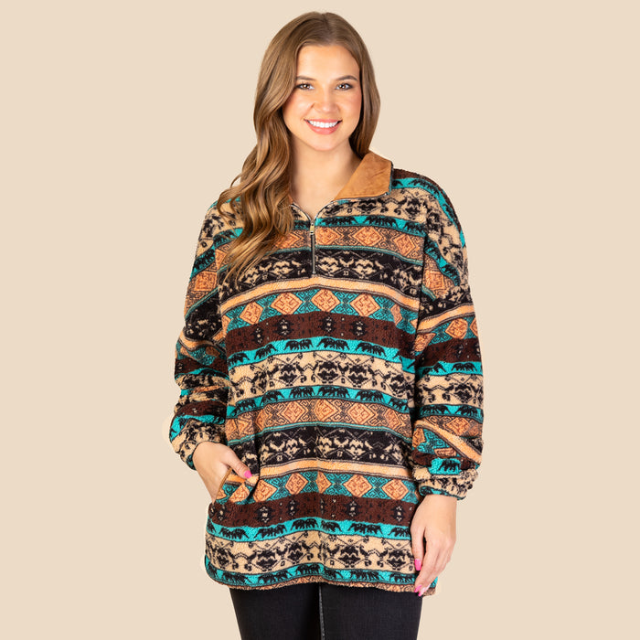 20225 - Abstract Print Sherpa with Pockets