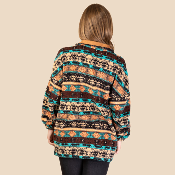20225 - Abstract Print Sherpa with Pockets