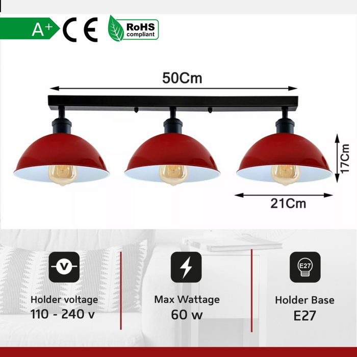 3 Way Over Ceiling Indoor Hanging Light Metal ~3589