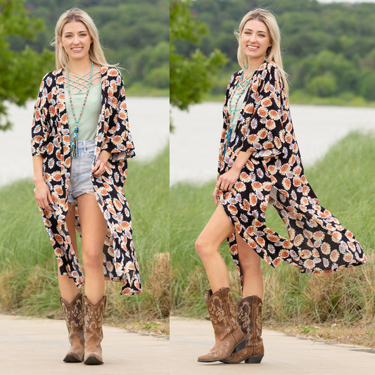 6661 - Floral Print Duster