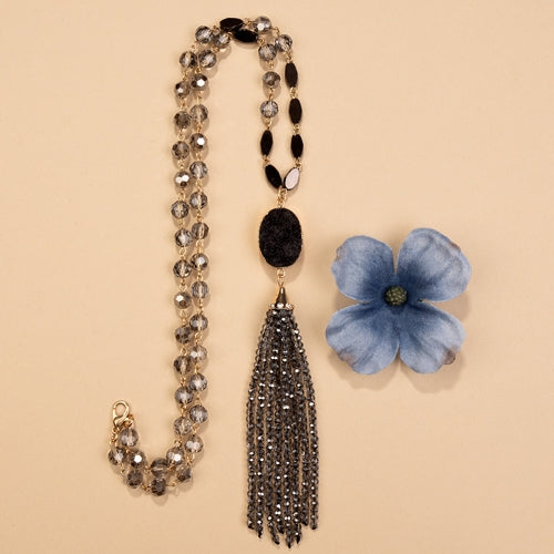 72744 - Natural Stone Necklace - Grey