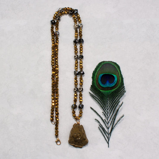 72754 - Natural Stone Necklace - Gold