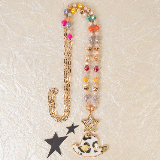 72974 - Western Cowboy Hat Necklace - Multi