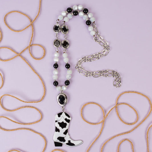 72989 - Western Cowboy Boot Necklace - Black