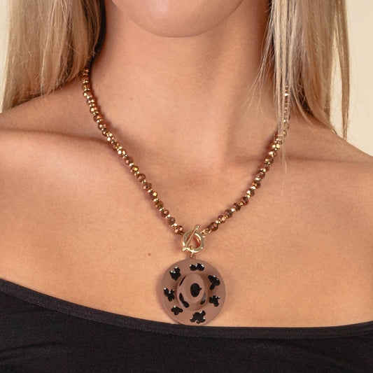 92019 - Western Cowboy Hat Necklace - Dark Brown