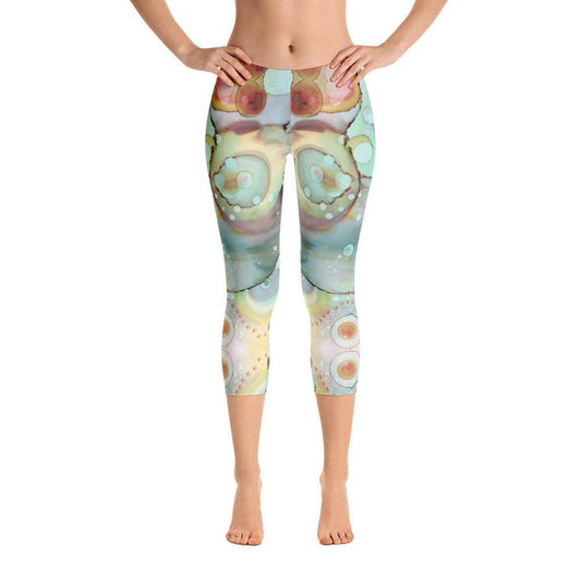 Abstract Capri leggings, Workout Pants 'Mermaid Tail 01'
