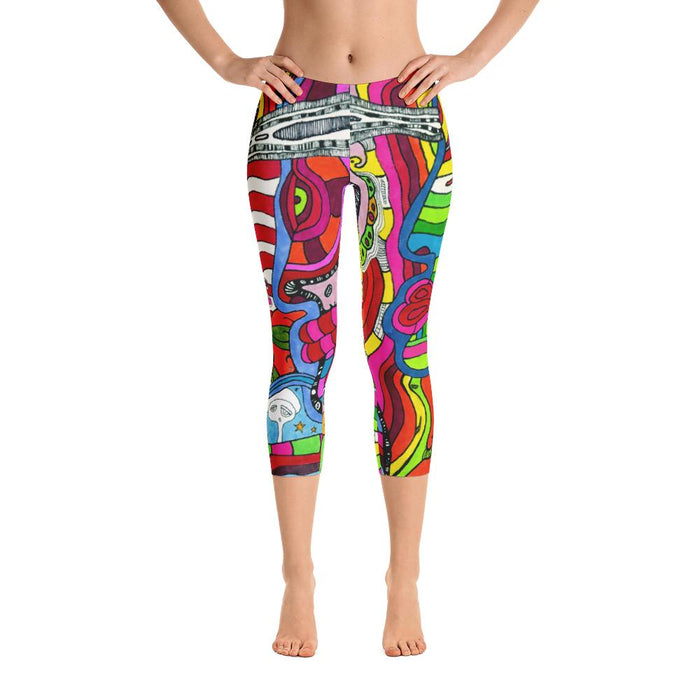 Abstract Capri leggings, Workout Pants 'Multi-Directional'