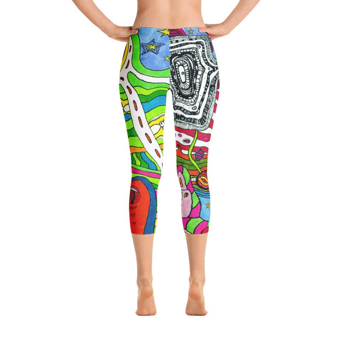 Abstract Capri leggings, Workout Pants 'Multi-Directional'