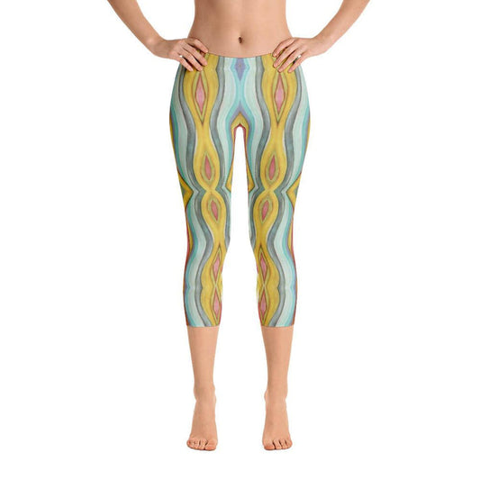 Abstract Capri leggings, Workout Pants 'Striped'