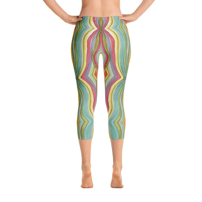 Abstract Capri leggings, Workout Pants 'Striped'