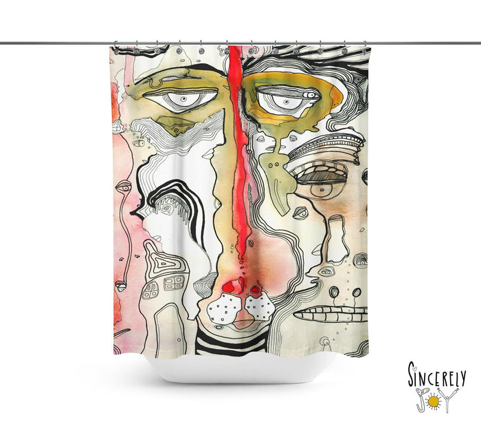 Abstract Mixed Media Shower Curtain 'Complicated' — C. Cambrea, Sincerely Joy