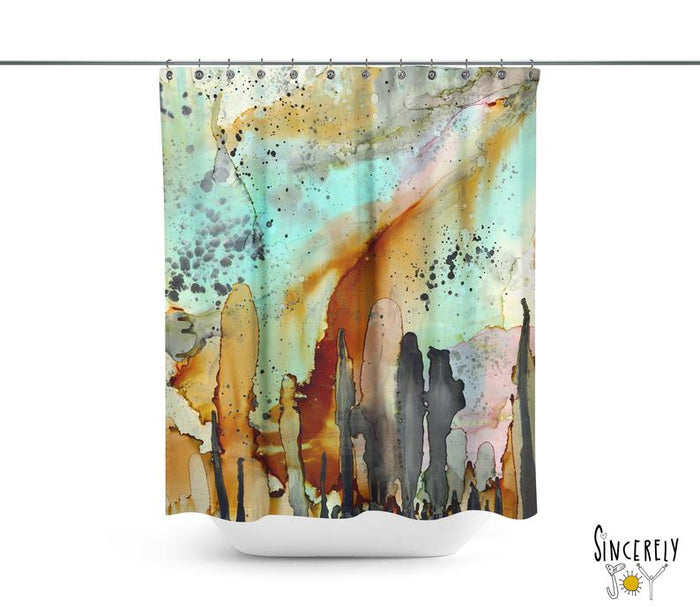 Abstract Mixed Media Shower Curtain 'From The Heavens' — C. Cambrea, Sincerely Joy