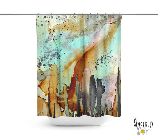 Abstract Mixed Media Shower Curtain 'From The Heavens' — C. Cambrea, Sincerely Joy