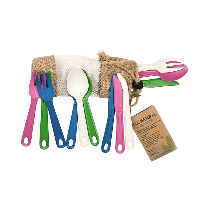 EcoSouLife All Natural Cutlery Cluster - Tokyo, biodegradable and reusable cutlery set in multicolour.