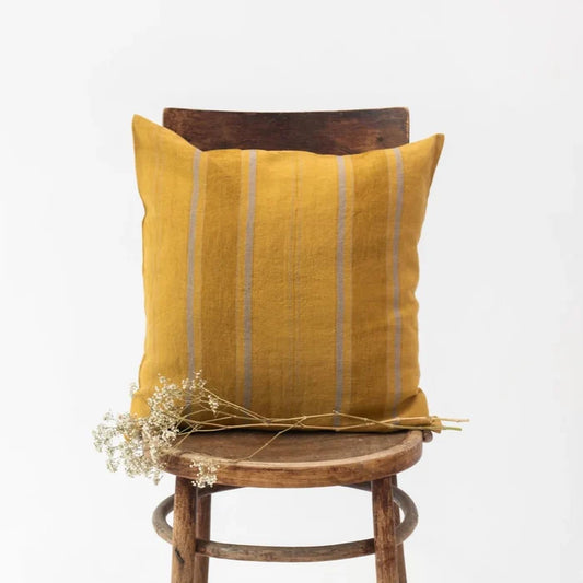 Amber Bronze Stripes Linen Cushion Cover - Linen Tales
