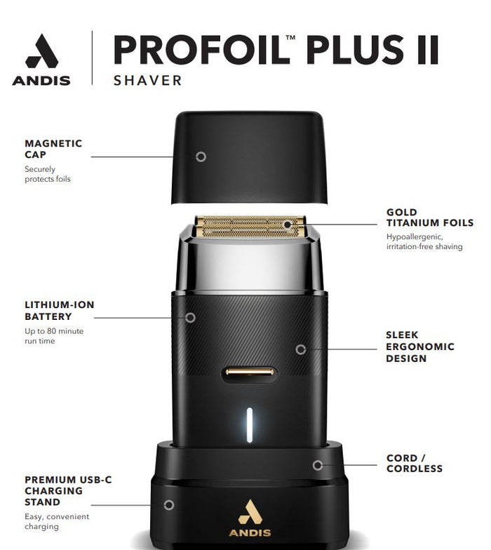 Andis ProFoil Li Plus Titanium Foil Shaver  TS-3 (563612) - Palms Fashion Inc.