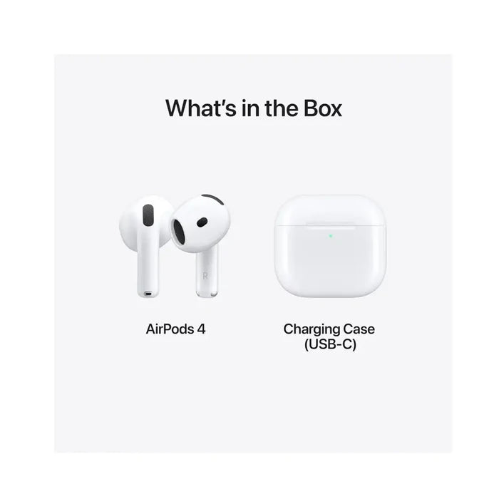 Apple AirPods 4 Wireless Earbuds, Bluetooth Headphones, Personalised Spatial Audio, Sweat and Water Resistant, USB-C Charging Case, H2 Chip, Up to 30 Hours of Battery Life, Effortless Setup for iPhone