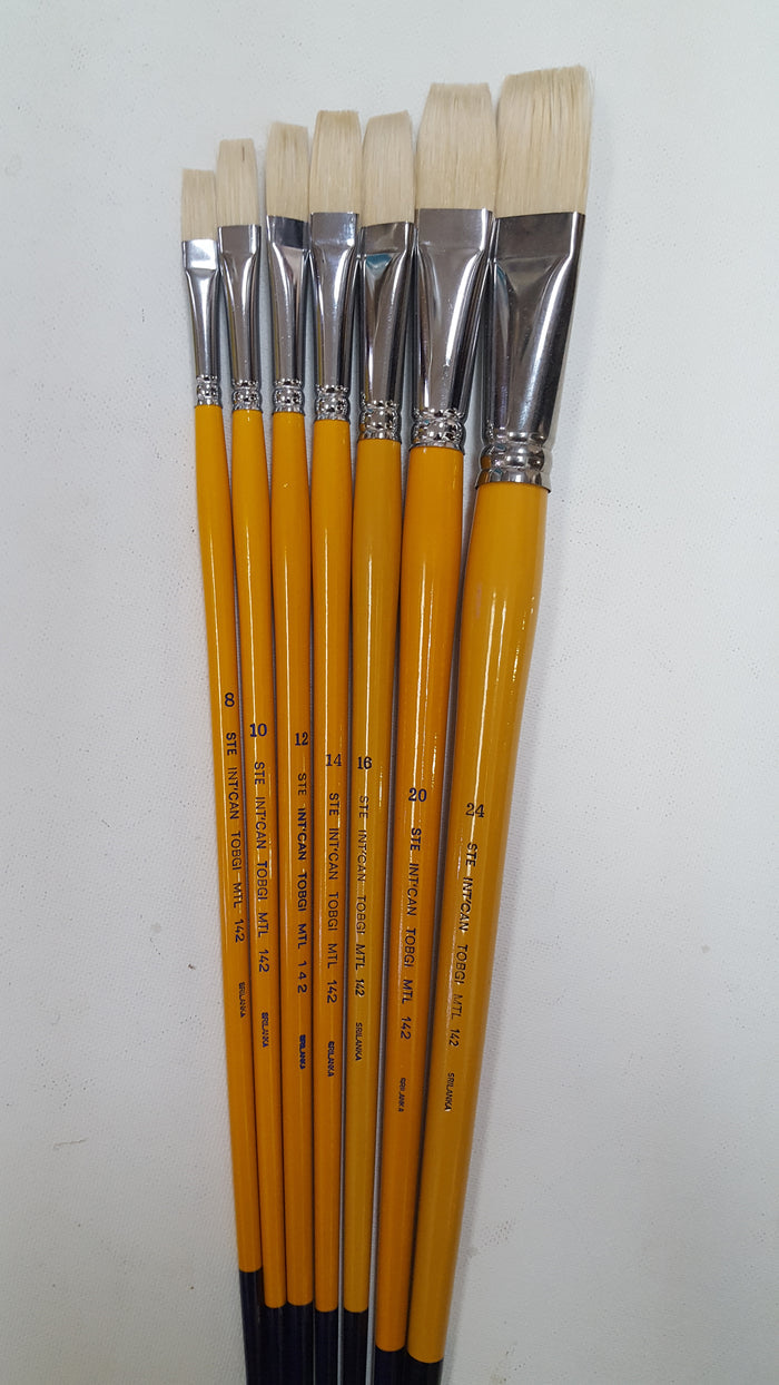 Artist Quality White Bristle Flat shape paint brushes Oil & Acrylic