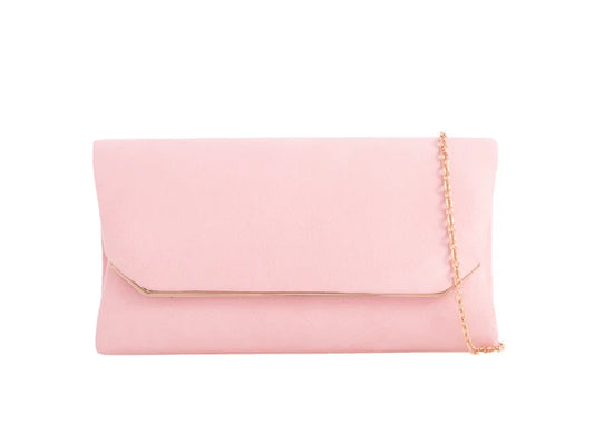 Baby Pink Suede Envelope Clutch Bag