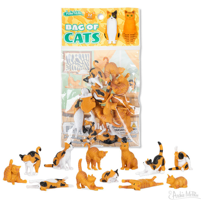 Bag of Cats: Includes several small, colorful cat figurines displayed in front of the package—an ideal collectible for cat lovers and fans of decorative toys.
