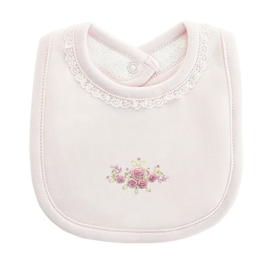 BCC Blossom Moon Bib w/ Lace Trim-Pink
