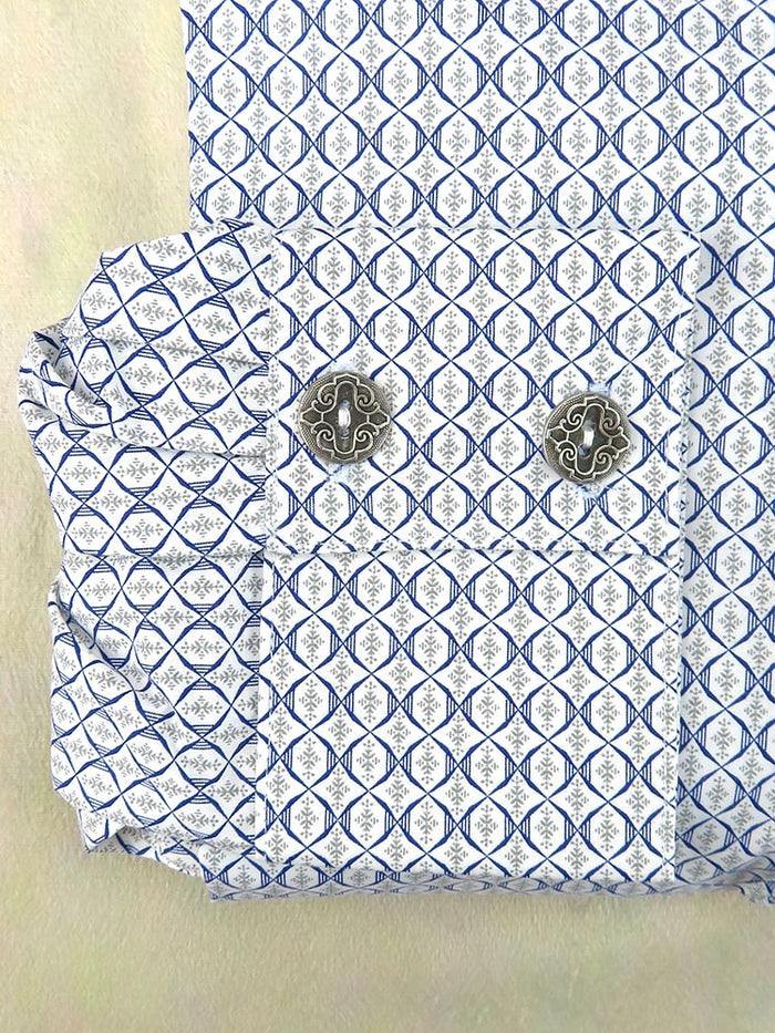 Blue and White Lattice Men's Dakota Shirt