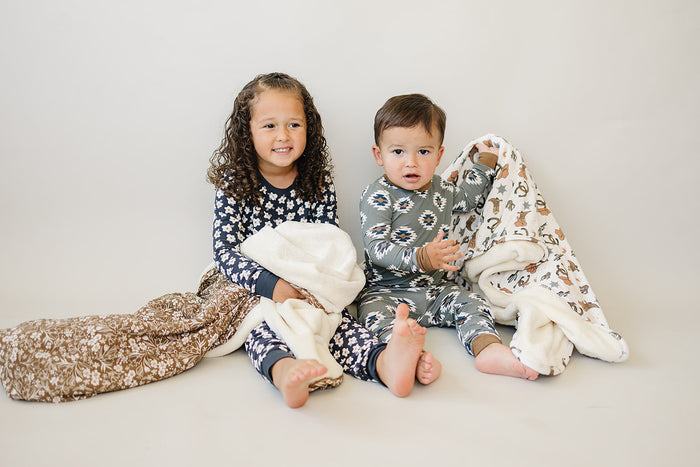 Brown Floral Bamboo Fleece Quilt
