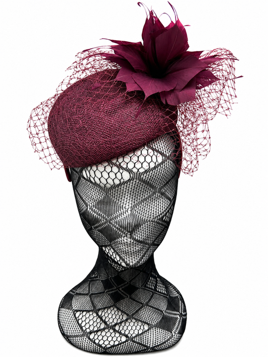 Burgundy Netted Hairband Fascinator