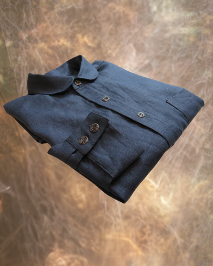 Cadet Blue Linen Men's Dakota Shirt
