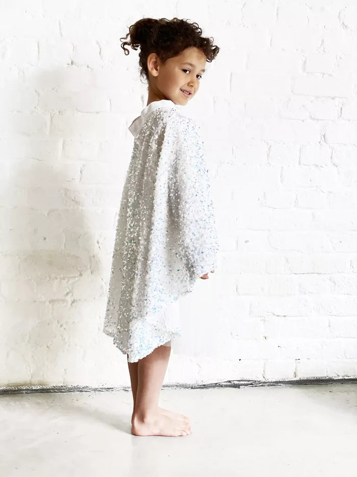 Ratatam Kids - Cape Dress Up - Whitesnow Sequin Cape - Lifestyle Cut 1