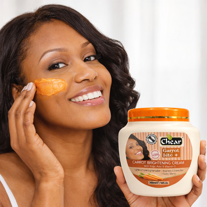 Chear Carrot Brightening Cream with Vitamin C & Kojic Acid | Evens Skin Tone | Fades Dark Spots | 300ml