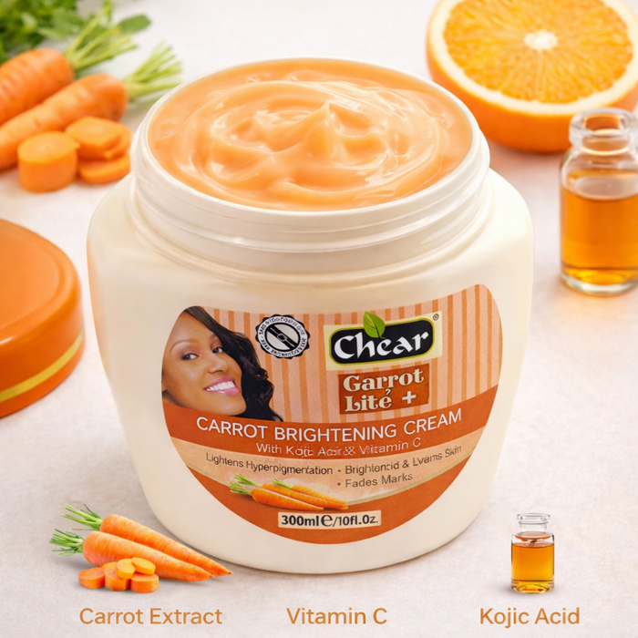 Chear Carrot Brightening Cream with Vitamin C & Kojic Acid | Evens Skin Tone | Fades Dark Spots | 300ml
