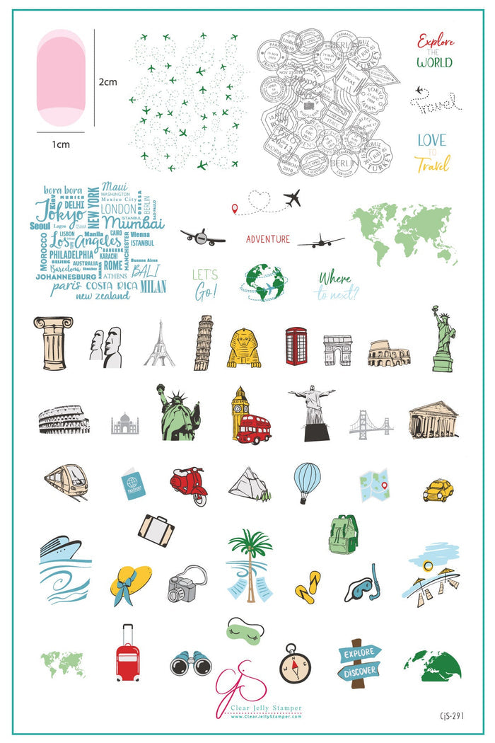 CJS-291 - Explore the World | Clear Jelly Stamping Plate