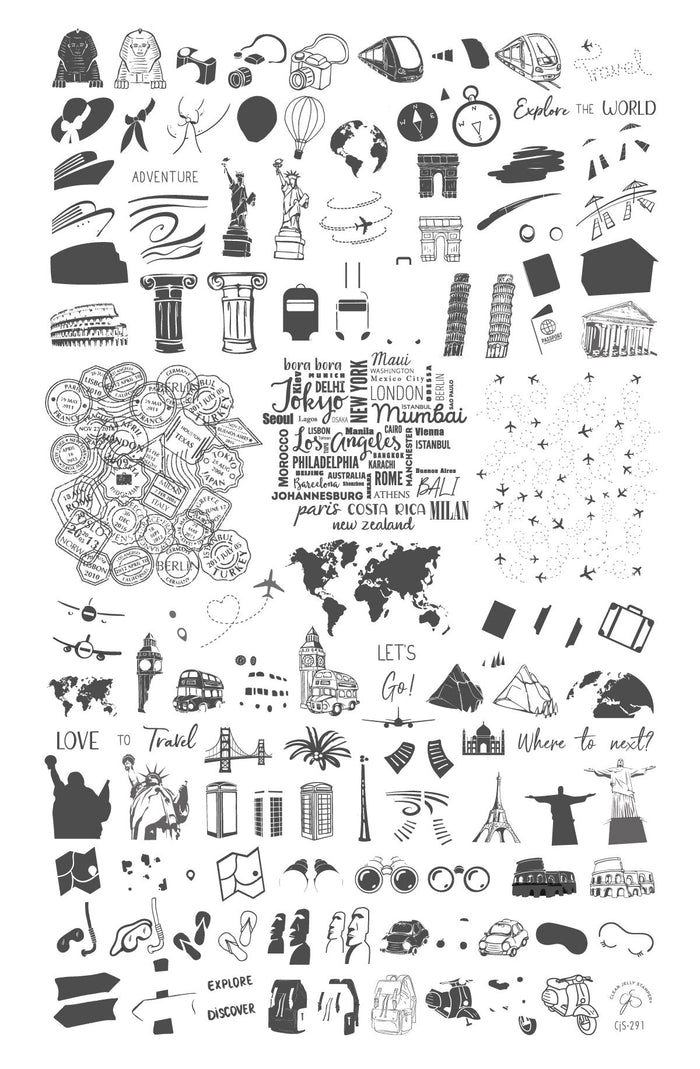 CJS-291 - Explore the World | Clear Jelly Stamping Plate
