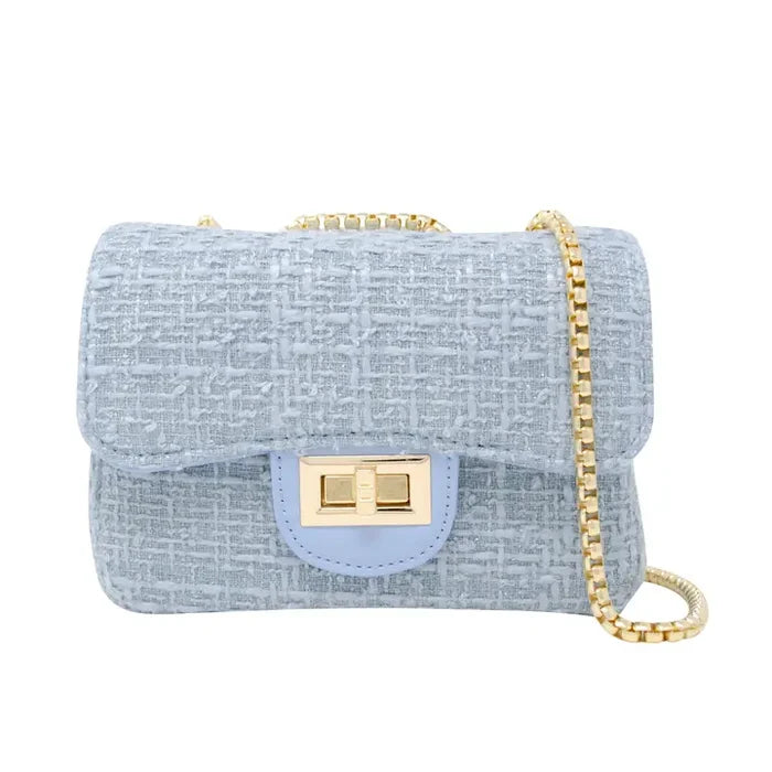 Classic Large Tweed Handbag-Blue