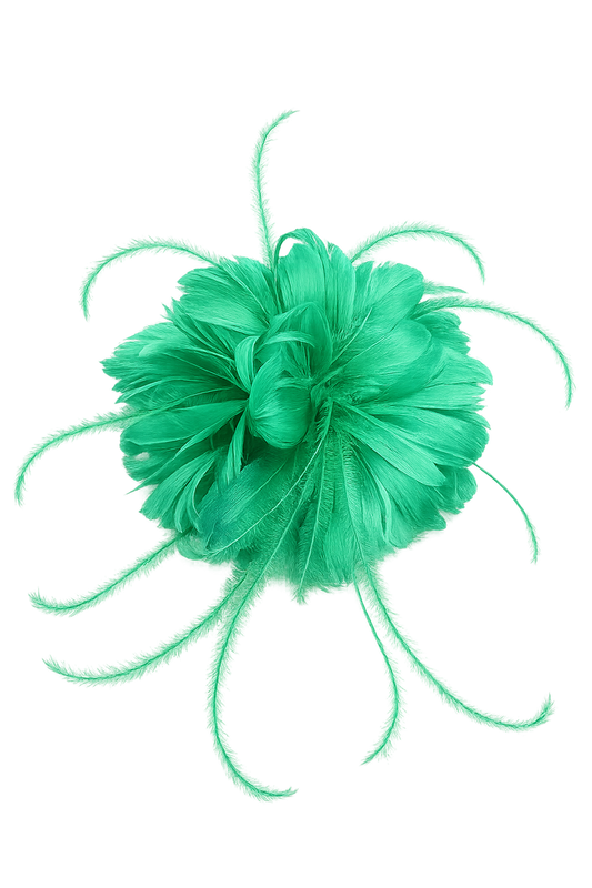 Clover Green Feather Hair Clip Fascinator
