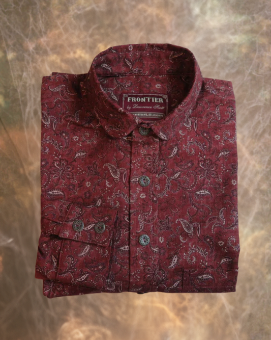 Cranberry Paisley Homespun Men's Dakota Shirt