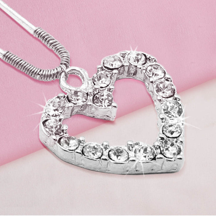 Crystal Heart U Pin - Silver - Set of 1