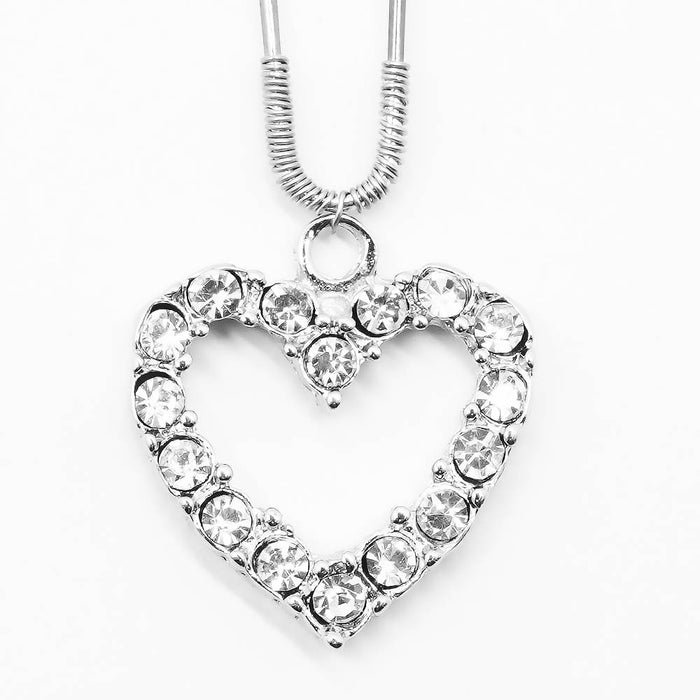 Crystal Heart U Pin - Silver - Set of 1
