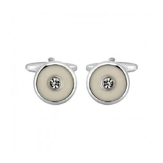 Dalaco Round Ivory with Centre Crystal Rhodium Plated CufflinksIvory Enamel Cufflinks with Center Crystal Stone – A Perfect Blend of Elegance and Durability
Add a touch of sophisticated contrast to your collection with these IvoEnamel cufflinksDalacoTheodore Men's JewelryDalaco Round Ivory