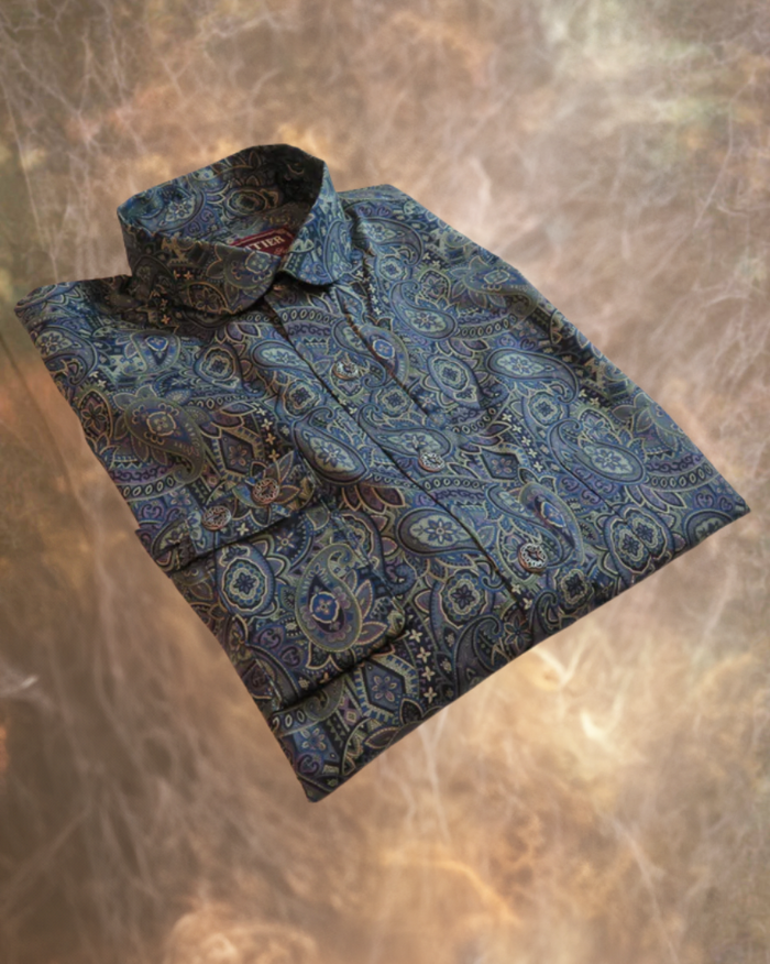 Dark Grey and Blue Paisley - Men's Dakota Shirt