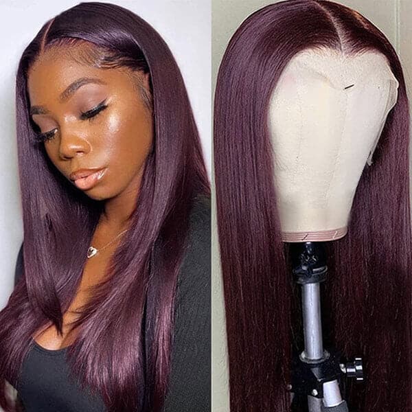 qvr wigs dark purple straight 13x4 lace front wig