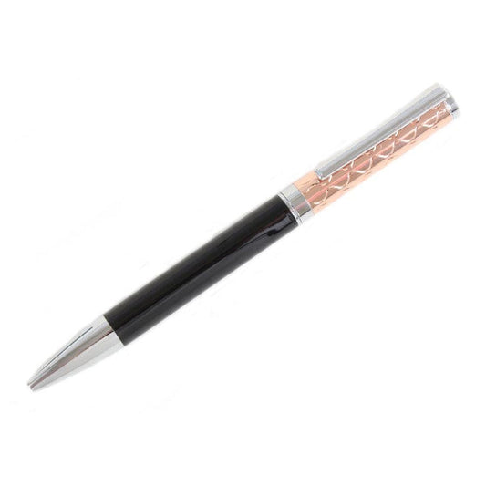 David Aster Rose Gold and Black Ballpoint PenRose Gold &amp; Black Ballpoint Pen is sleek and elegant in design. Featuring a swivel-action propel/repel feature, the pen is designed to be comfortable to hold andPensDavid AsterTheodore Men's JewelryDavid Aster Rose Gold
