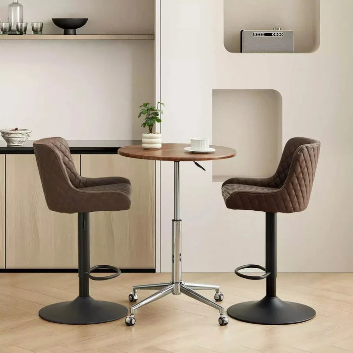 Dundas Faux Leather Bar Stools [Height Adjustable] [Set of 2]