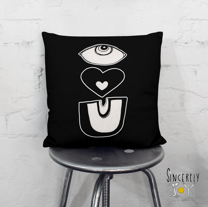 'EYE LOVE YOU' Throw Pillow Black — C. Cambrea, Sincerely Joy